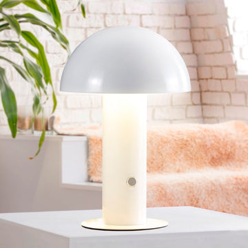 Boletus 10.75" Contemporary Bohemian Rechargeable/Cordless Iron Integrated LED Mushroom Table Lamp - JONATHAN Y
